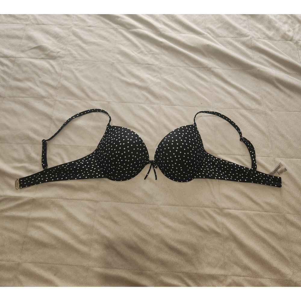 Victoria's Secret black and white polka dot push-up swimsuit top 38C - Picture 2 of 6